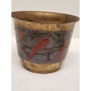 Penco Industries Inc Made in India brass blue inlay w/parrots item498